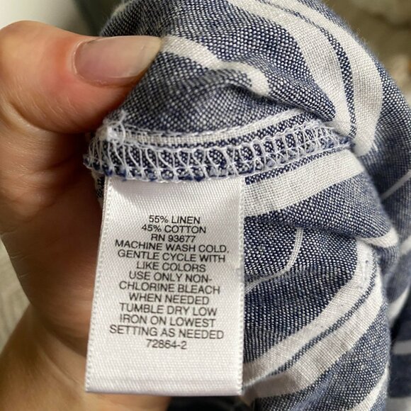 LIZ CLAIBORNE Blue and White Linen Cotton Blend Striped Wide Leg Pants Sz M - Picture 3 of 9